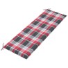 Banc de jardin avec coussin à carreaux rouge 150 cm Teck massif 550680550680