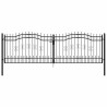 Portail de clôture Kampen avec pointe en forme de lance, noir, 394,5 x 125 cm, acier 550685550685