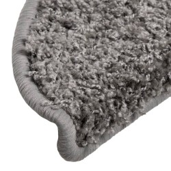 Tapis d'escalier 10 pièces 56 x 17 x 3 cm Gris Demi-rond 550688550688