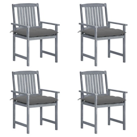 Chaises de jardin et coussins lot de 4 Gris Bois acacia massif 550689550689