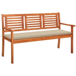 Banc de jardin 3 places avec coussin 150 cm Bois d'eucalyptus 550692550692