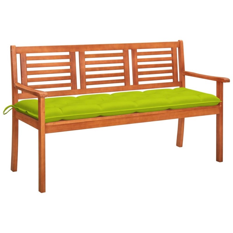 Banc de jardin 3 places avec coussin 150 cm Bois d'eucalyptus 550696550696