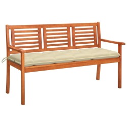 Banc de jardin 3 places avec coussin 150 cm Bois d'eucalyptus 550701550701