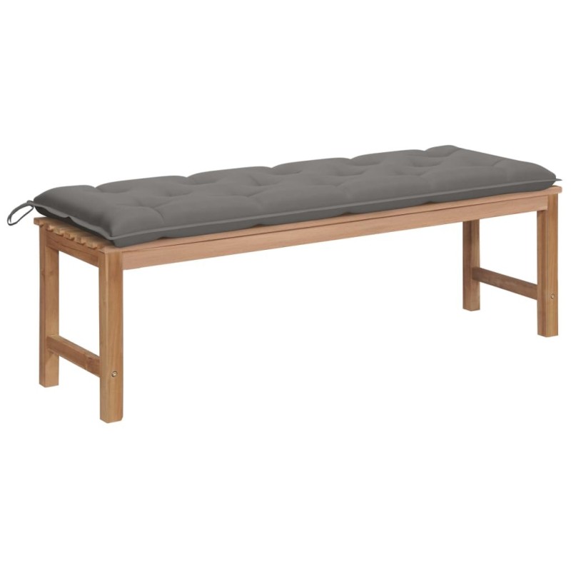 Banc de jardin avec coussin gris 150 cm Bois de teck massif 550703550703