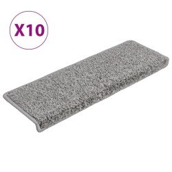 Tapis d'escalier 10 pièces 65 x 21 x 4 cm Gris Bord rectangulaire 550719550719