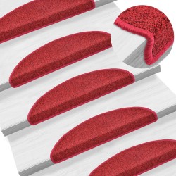 Tapis d'escalier 10 pièces 56 x 17 x 3 cm Rouge Demi-rond 550720550720