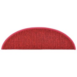 Tapis d'escalier 10 pièces 56 x 17 x 3 cm Rouge Demi-rond 550720550720