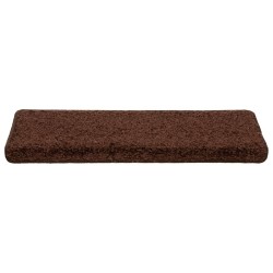 Tapis d'escalier 10 pièces 65 x 21 x 4 cm Marron Bord rectangulaire 550722550722