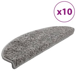 Tapis d'escalier 10 pièces 65 x 21 x 4 cm Gris Demi-rond Grand 550726550726