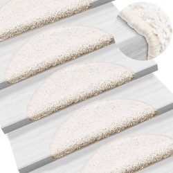 Tapis d'escalier 10 pièces 56 x 17 x 3 cm Blanc Demi-rond 550729550729