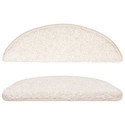 Tapis d'escalier 10 pièces 56 x 17 x 3 cm Blanc Demi-rond 550729550729