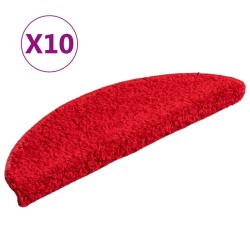 Tapis d'escalier 10 pièces 56 x 17 x 3 cm Rouge Demi-rond 550732550732