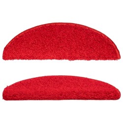 Tapis d'escalier 10 pièces 56 x 17 x 3 cm Rouge Demi-rond 550732550732