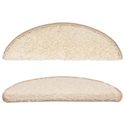 Tapis d'escalier 10 pièces 56 x 17 x 3 cm Crème Demi-rond 550733550733
