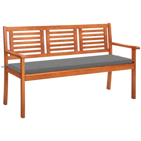 Banc de jardin 3 places avec coussin 150 cm Bois d'eucalyptus 550734550734