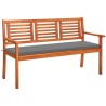 Banc de jardin 3 places avec coussin 150 cm Bois d'eucalyptus 550734550734
