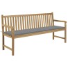 Banc de jardin avec coussin gris 175 cm Bois de teck massif 550746550746