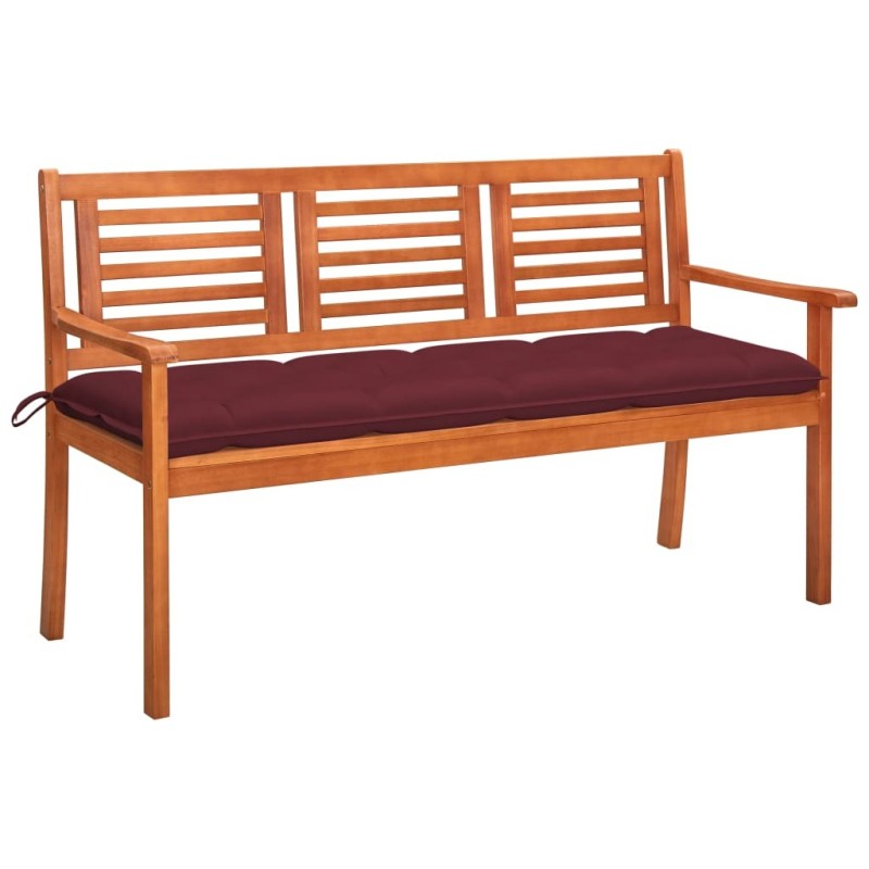 Banc de jardin 3 places avec coussin 150 cm Bois d'eucalyptus 550747550747