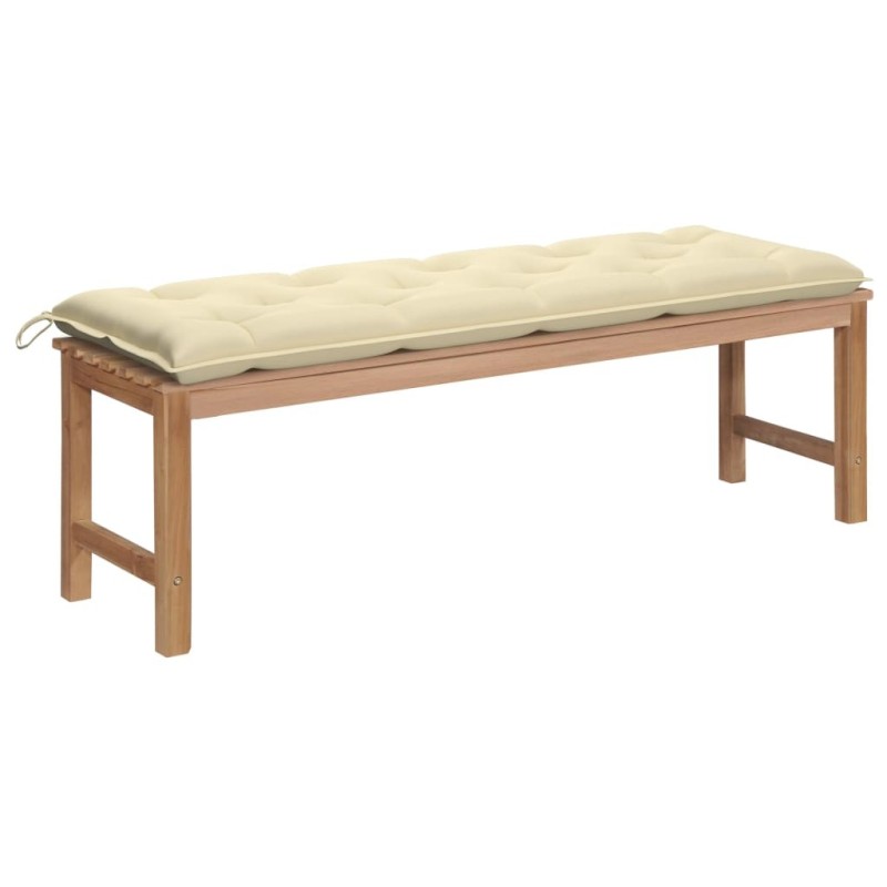 Banc de jardin avec coussin blanc crème 150 cm Teck massif 550748550748