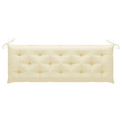 Banc de jardin avec coussin blanc crème 150 cm Teck massif 550748550748