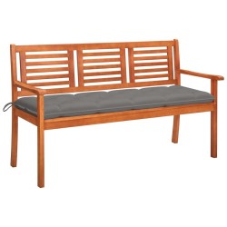 Banc de jardin 3 places avec coussin 150 cm Bois d'eucalyptus 550751550751