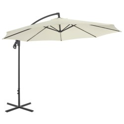 Parasol de jardin en porte-à-faux avec poteau en acier sable 550753550753