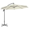 Parasol de jardin en porte-à-faux avec poteau en acier sable 550753550753
