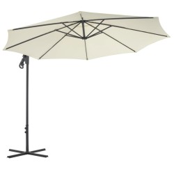 Parasol de jardin en porte-à-faux avec poteau en acier sable 550753550753