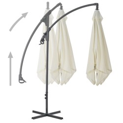 Parasol de jardin en porte-à-faux avec poteau en acier sable 550753550753