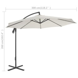 Parasol de jardin en porte-à-faux avec poteau en acier sable 550753550753