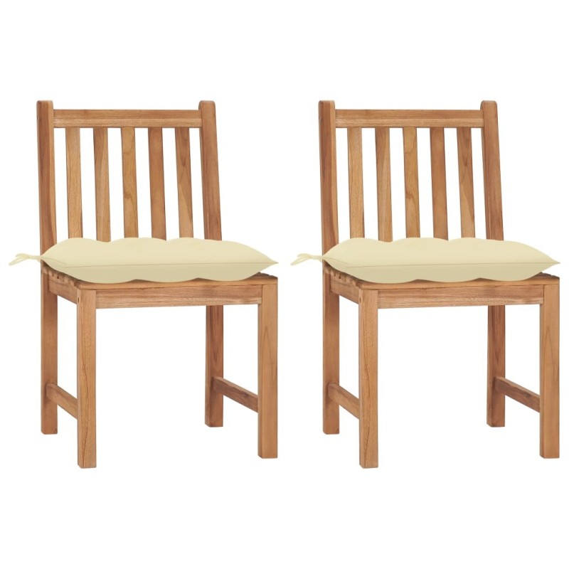 Chaises de jardin lot de 2 avec coussins Bois de teck massif 550754550754