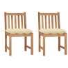Chaises de jardin lot de 2 avec coussins Bois de teck massif 550754550754