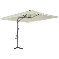 Parasol d'extérieur avec poteau en acier 250 x 250 cm Sable 550759550759
