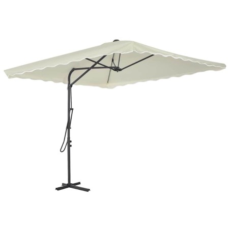 Parasol d'extérieur avec poteau en acier 250 x 250 cm Sable 550759550759