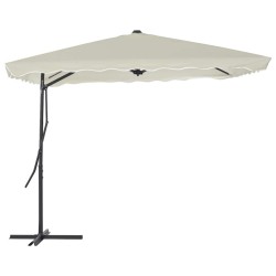 Parasol d'extérieur avec poteau en acier 250 x 250 cm Sable 550759550759