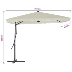 Parasol d'extérieur avec poteau en acier 250 x 250 cm Sable 550759550759