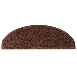 Tapis d'escalier 10 pièces 65 x 21 x 4 cm Marron Demi-rond Grand 550761550761