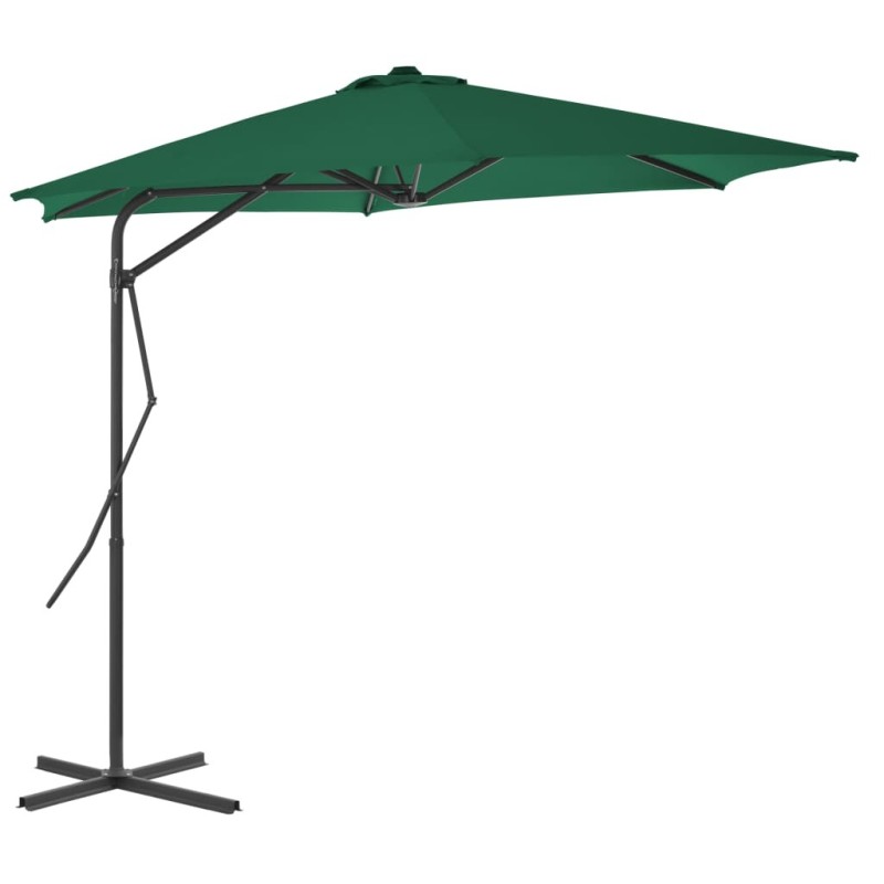 Parasol d'extérieur avec mât en acier 300 cm Vert 550767550767