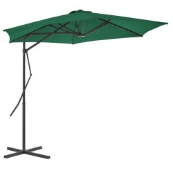 Parasol d'extérieur avec mât en acier 300 cm Vert 550767550767