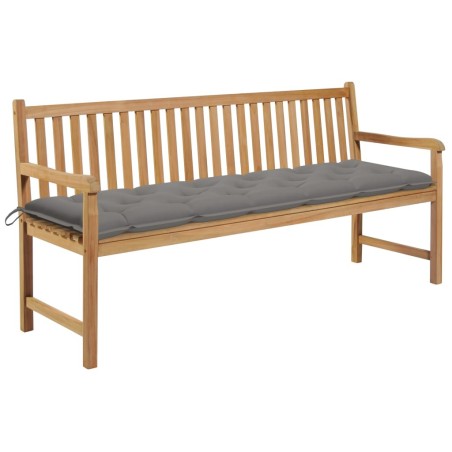 Banc de jardin avec coussin gris 175 cm Bois de teck massif 550769550769