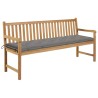 Banc de jardin avec coussin gris 175 cm Bois de teck massif 550769550769