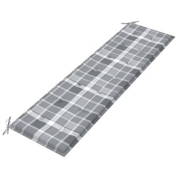 Banc de jardin avec coussin à carreaux gris 175 cm Teck massif 550772550772