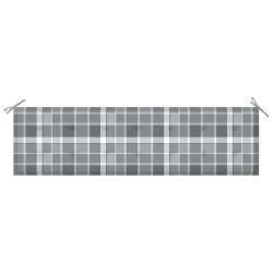 Banc de jardin avec coussin à carreaux gris 175 cm Teck massif 550772550772