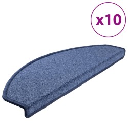 Tapis d'escalier 10 pièces 65 x 24 x 4 cm Bleu Demi-rond Grand 550773550773
