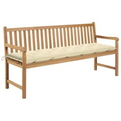 Banc de jardin avec coussin blanc crème 175 cm Teck massif 550775550775