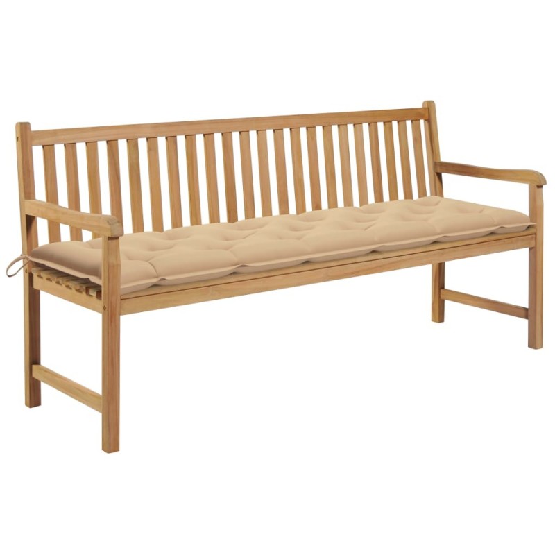 Banc de jardin avec coussin beige 175 cm Bois de teck massif 550776550776