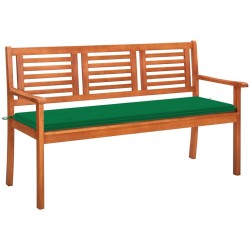 Banc de jardin 3 places avec coussin 150 cm Bois d'eucalyptus 550777550777