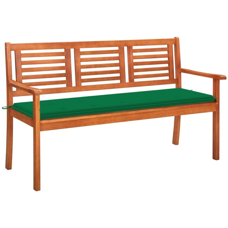Banc de jardin 3 places avec coussin 150 cm Bois d'eucalyptus 550777550777