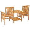Chaises de jardin avec table à thé et coussins Acacia solide 550782550782