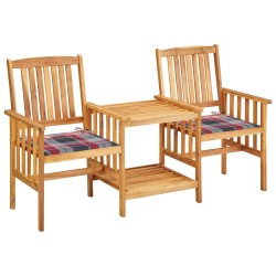 Chaises de jardin avec table à thé et coussins Acacia solide 550792550792